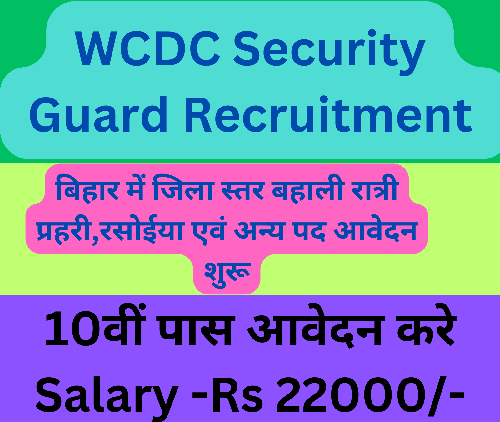 WCDC Security Guard Recruitment 2024 Aurangabad:बिहार में जिला स्तर बहाली रात्री प्रहरी,रसोईया एवं अन्य पद आवेदन शुरू